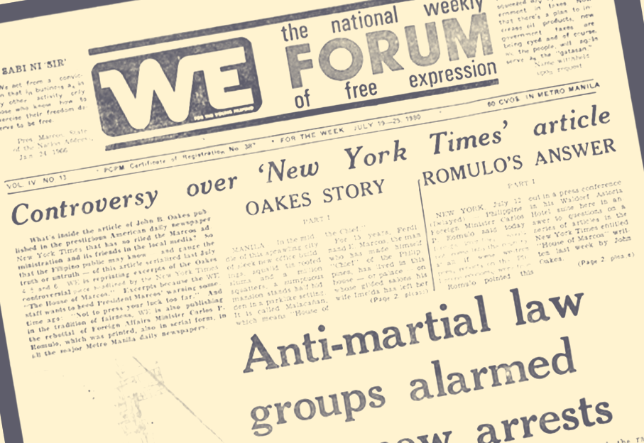 Of Forbidden Stories and Foreign Scrutiny: We Forum and the 1980 New York Times Story, ‘The House of Marcos’
